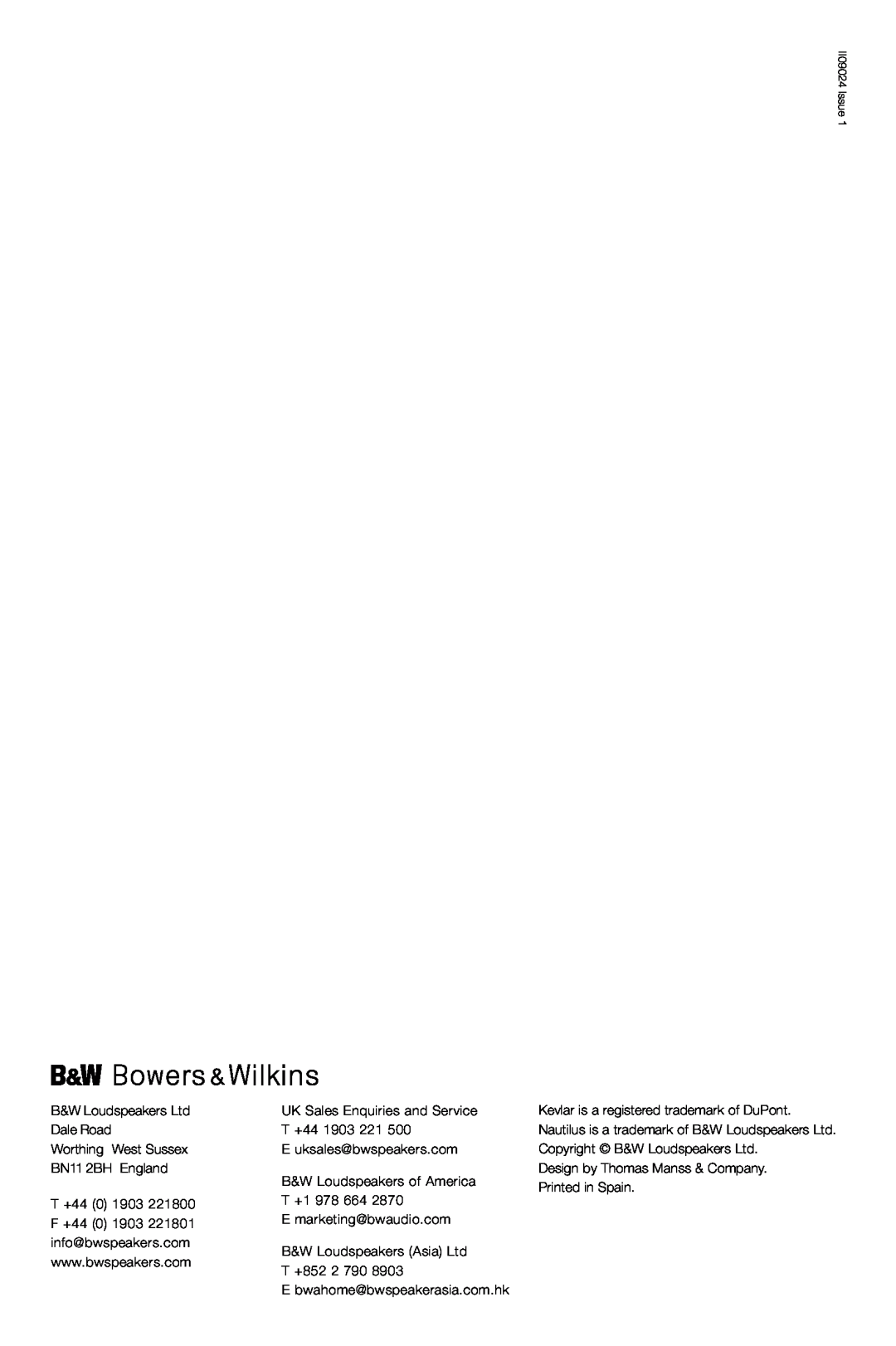 Bowers & Wilkins DM 604 S3 owner manual 
