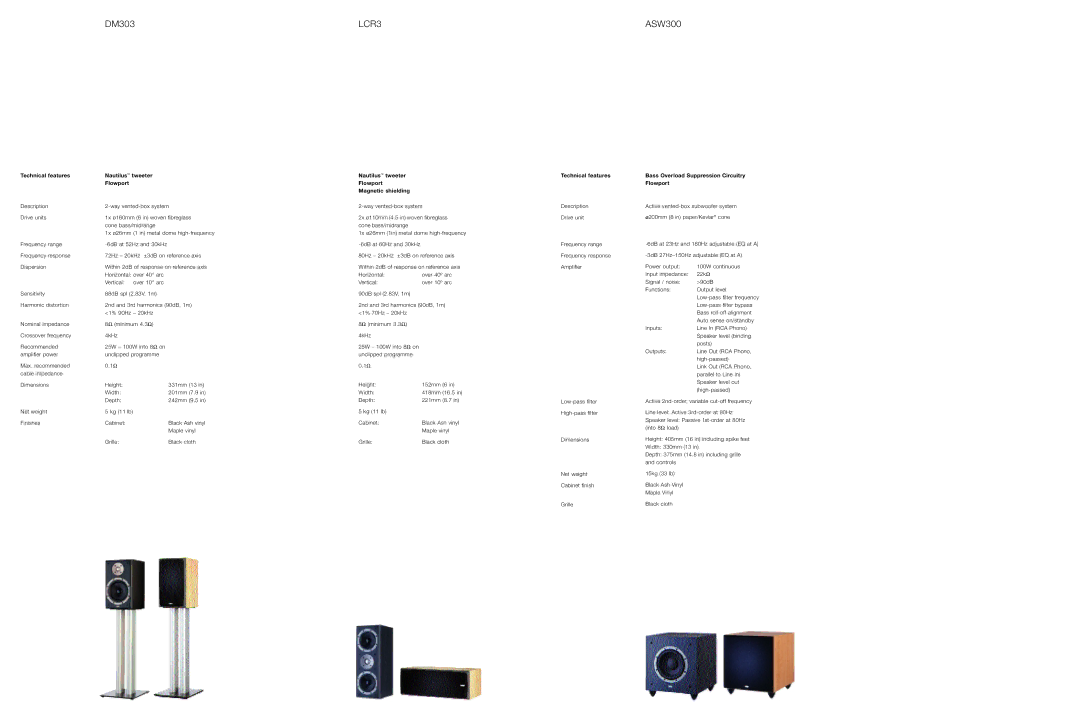 Bowers & Wilkins DM303 brochure LCR3 