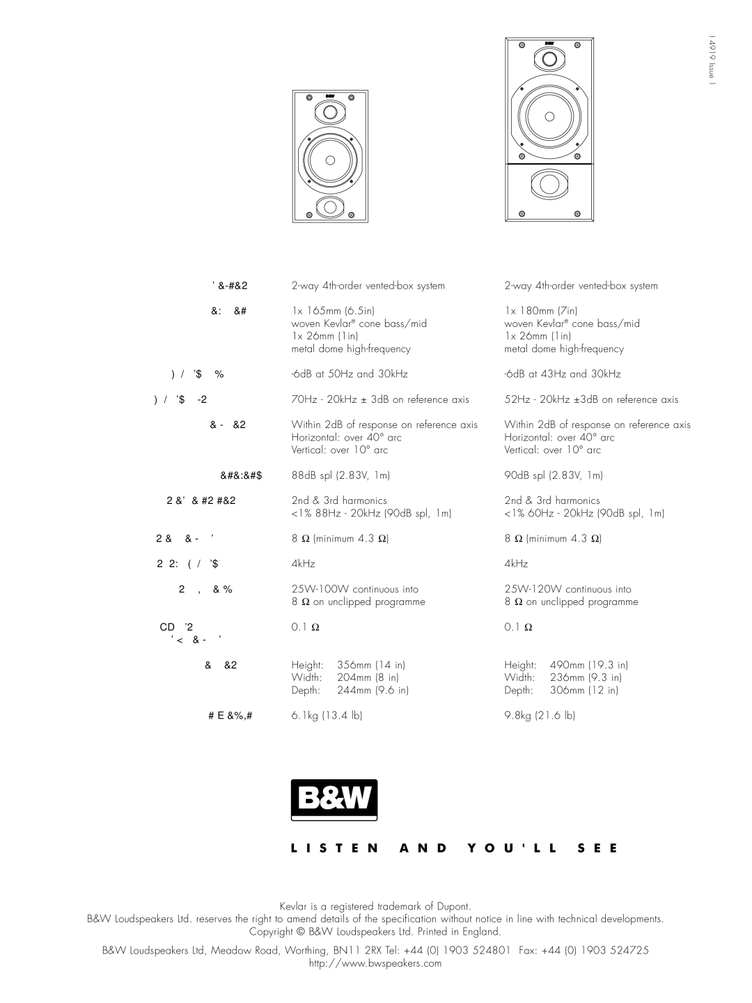 Bowers & Wilkins DM601 S2 owner manual Description 