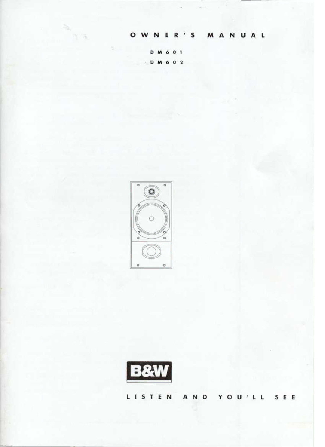 Bowers & Wilkins DM601 manual 