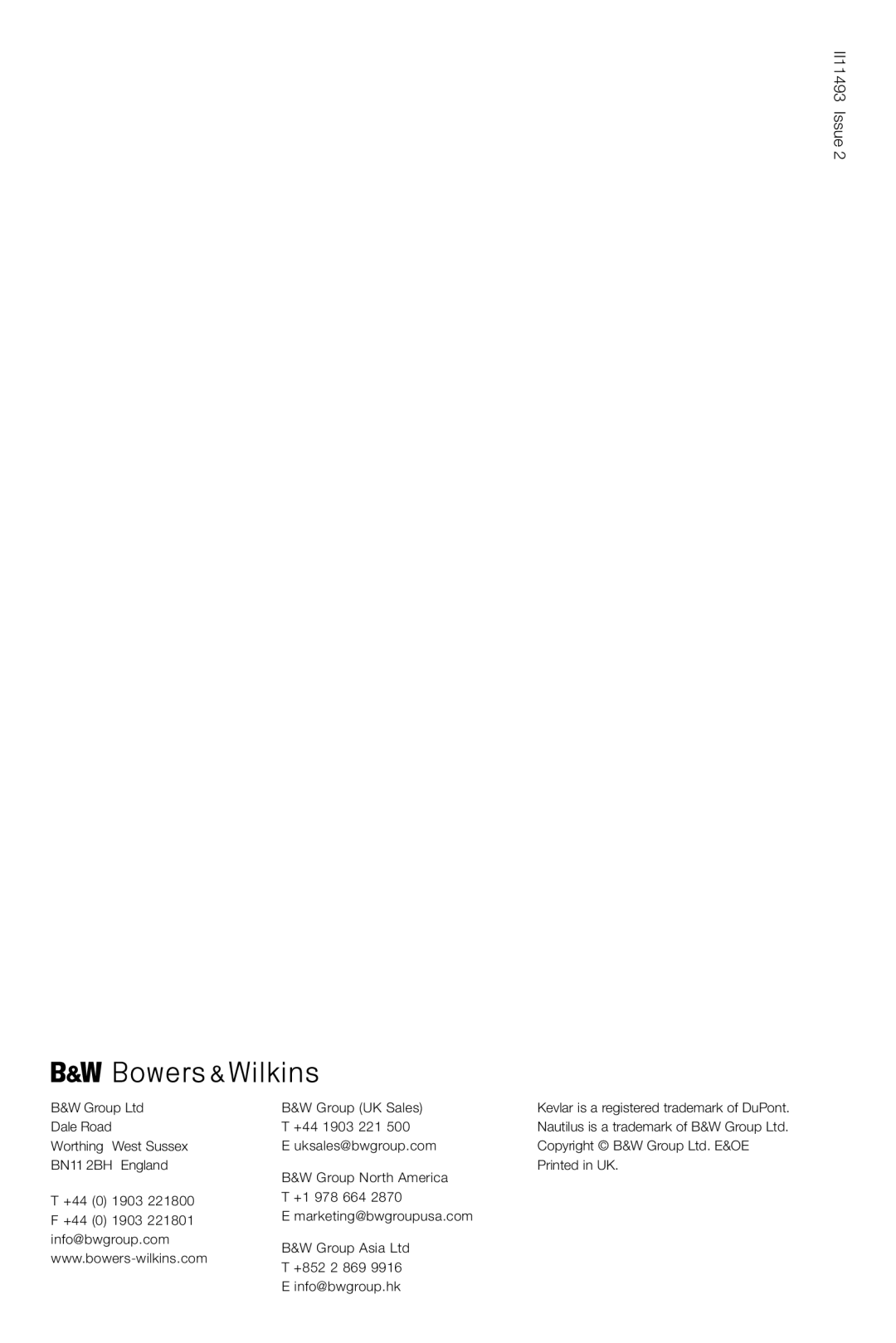 Bowers & Wilkins DS3 owner manual II11493 Issue 