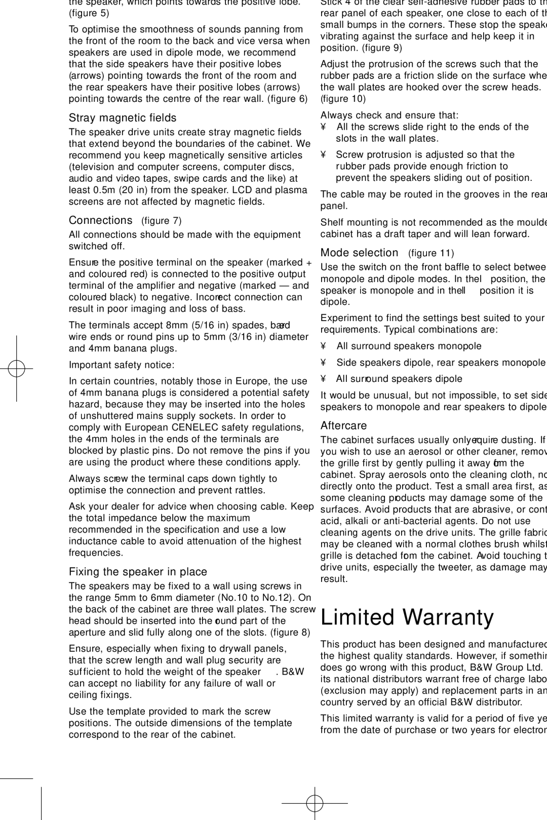 Bowers & Wilkins DS3 owner manual Limited Warranty 