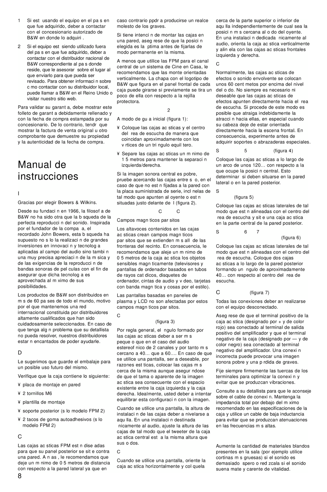 Bowers & Wilkins 4, FPM5B, FPM2 manual Manual de instrucciones 