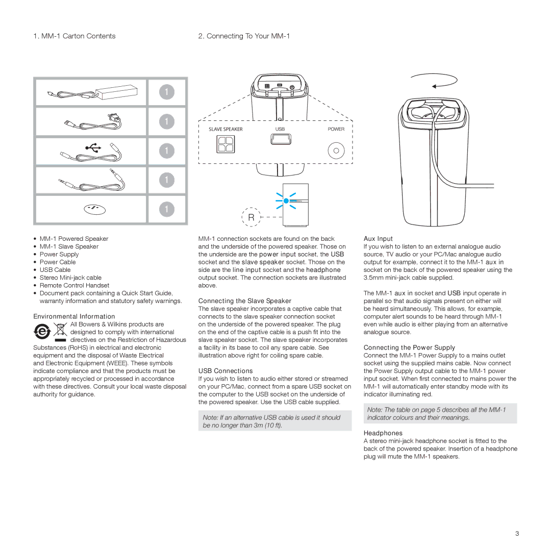 Bowers & Wilkins manual MM-1 Carton Contents 