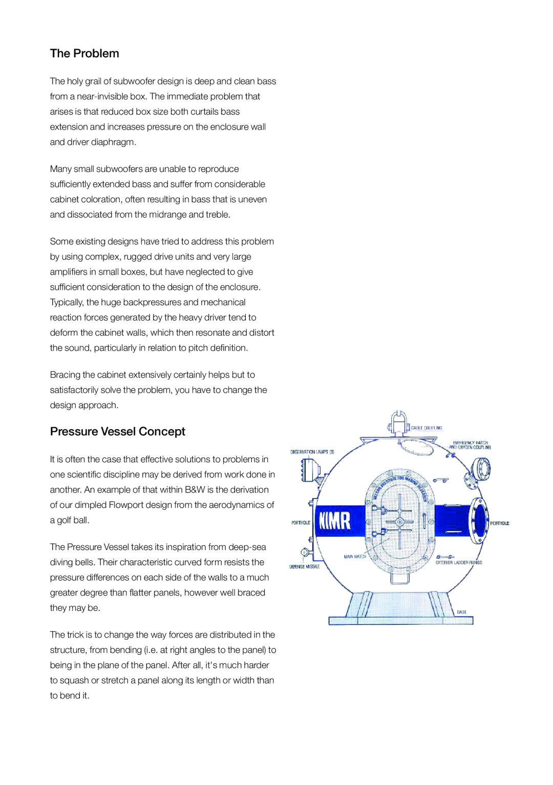 Bowers & Wilkins PV1 manual Problem, Pressure Vessel Concept 