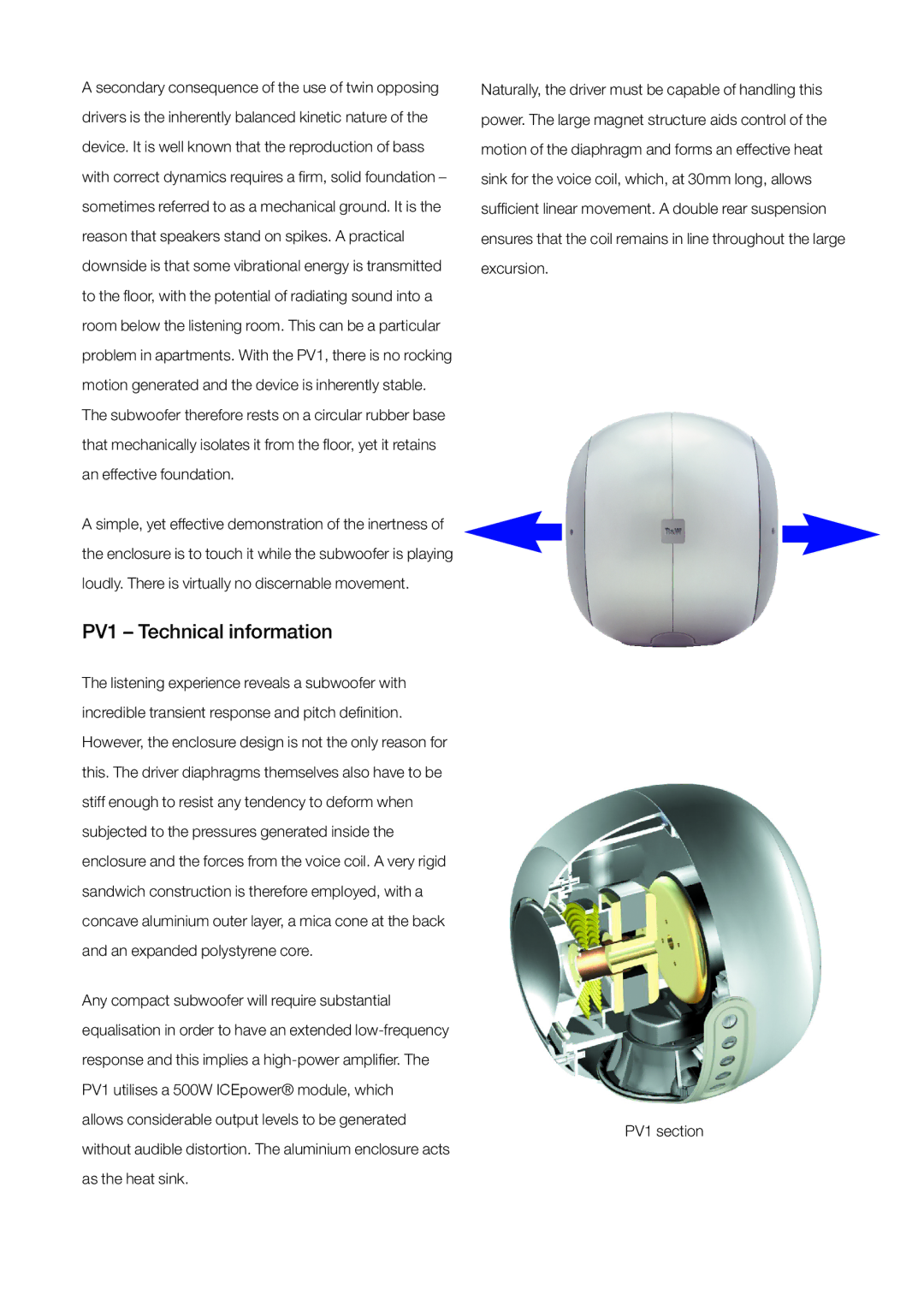 Bowers & Wilkins manual PV1 Technical information 