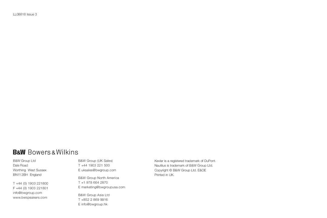 Bowers & Wilkins Signature 8NT installation instructions 