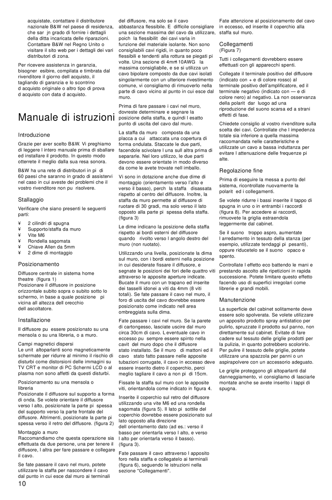 Bowers & Wilkins Speaker owner manual Manuale di istruzioni 