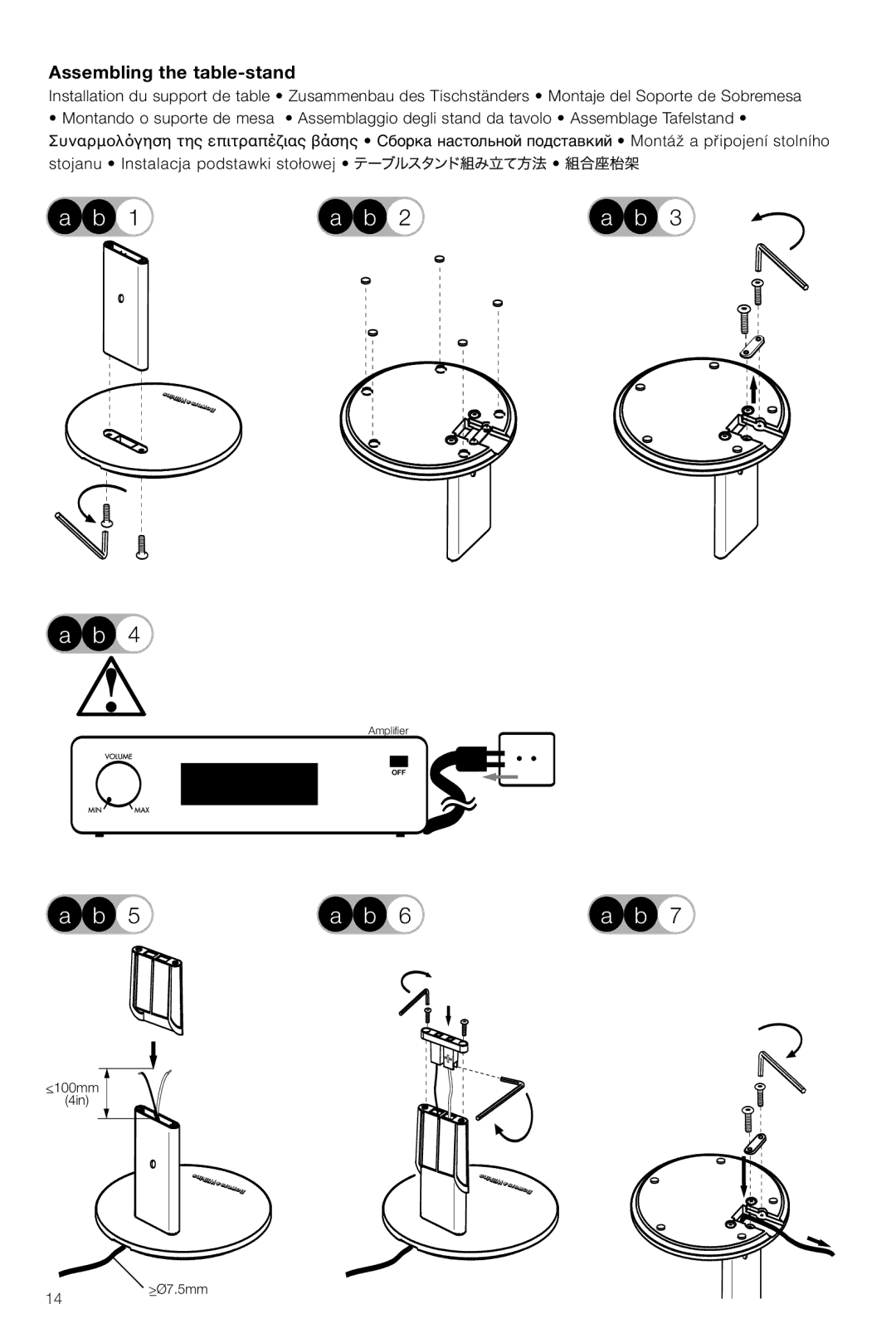 Bowers & Wilkins VM6 manual Assembling the table-stand 