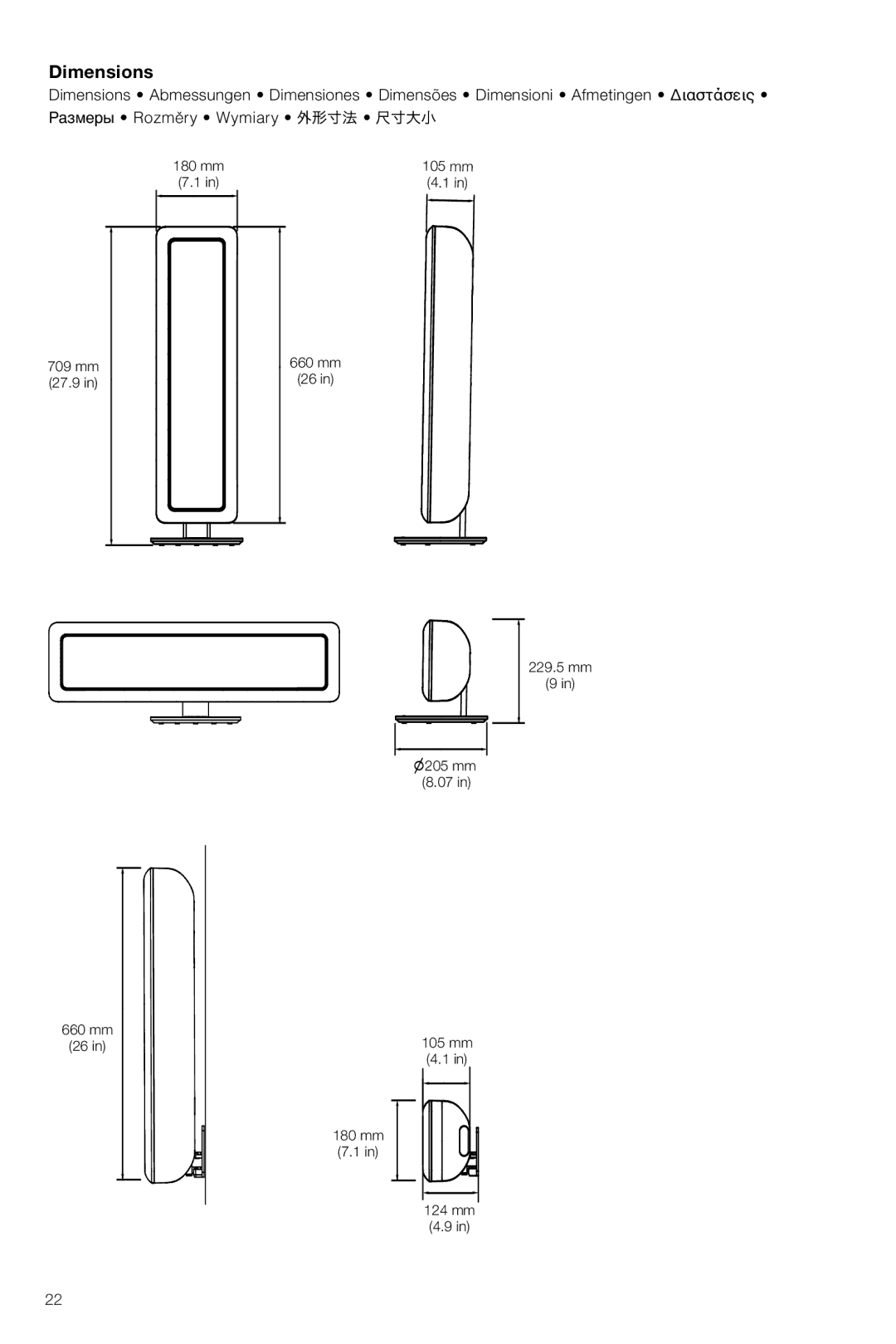 Bowers & Wilkins VM6 manual Dimensions 