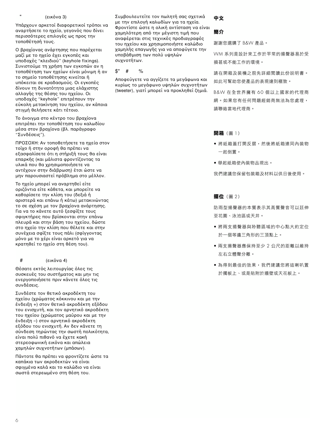 Bowers & Wilkins WM 2 owner manual Αναρτηση εικ3, ΣΥΝ∆ΕΣΕΙΣ εικ4, Φρα Των Η 