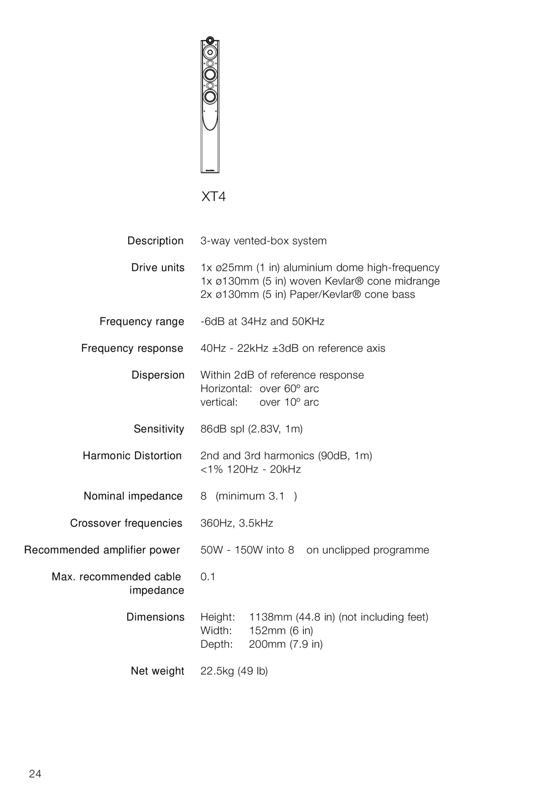 Bowers & Wilkins XT4 owner manual 