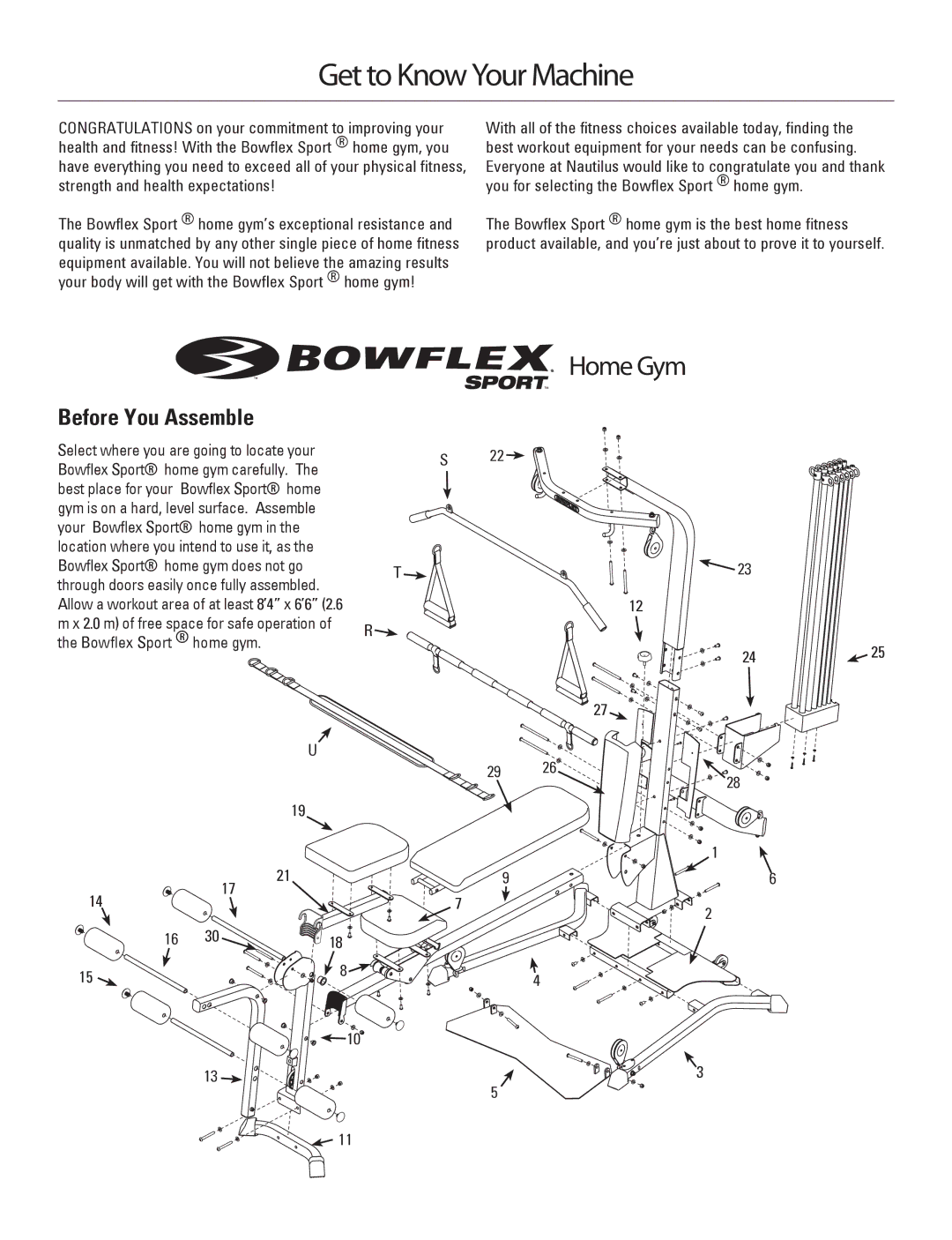 Bowflex 001-6961 manual Get to Know Your Machine, Home Gym 