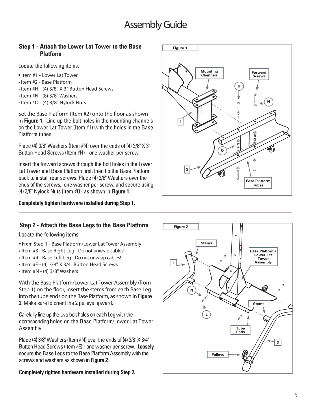 Bowflex 001-6961 manual Assembly Guide, Attach the Lower Lat Tower to the Base Platform 