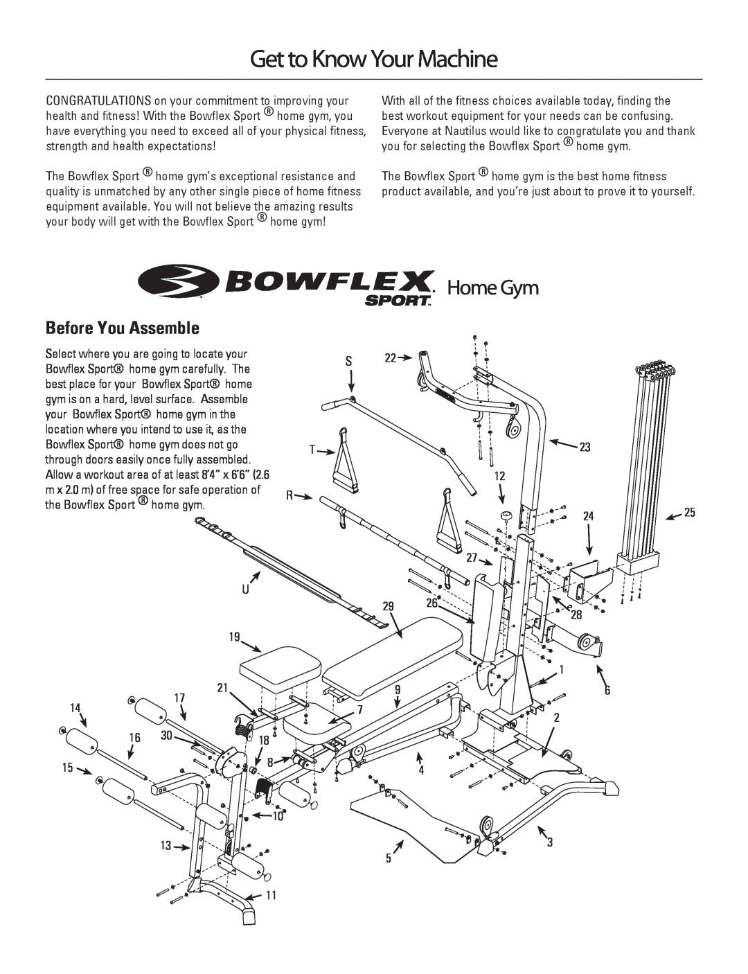 Bowflex 001-6961 manual Get to Know Your Machine, Home Gym, Before You Assemble 