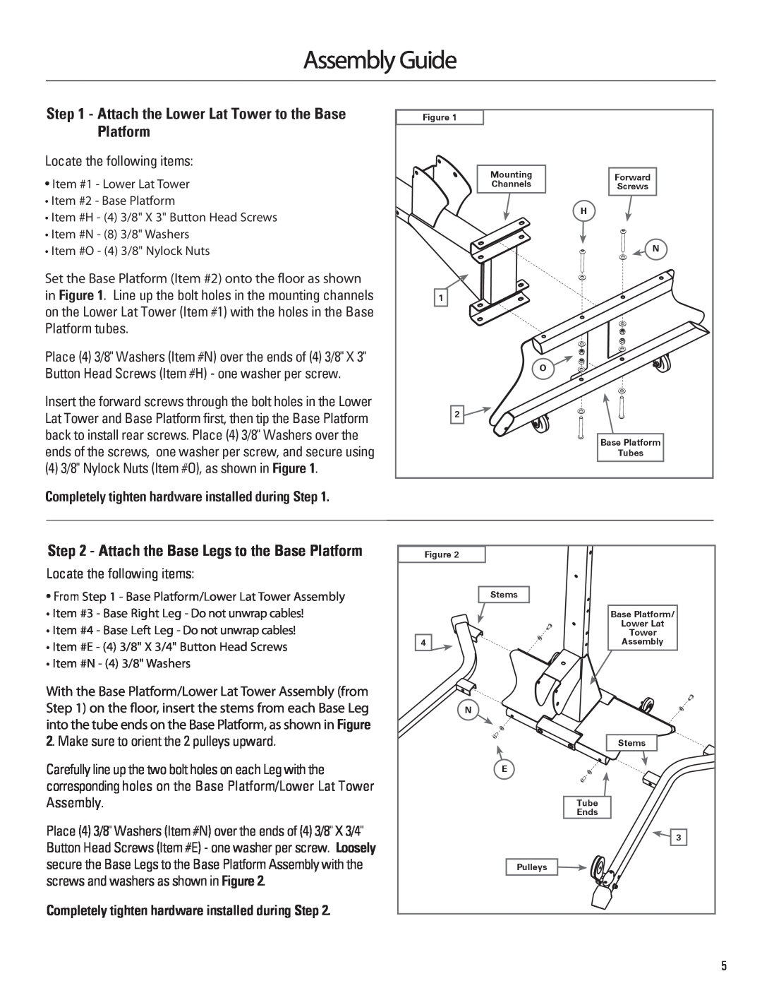 Bowflex 001-6961 manual Assembly Guide, Attach the Lower Lat Tower to the Base Platform 