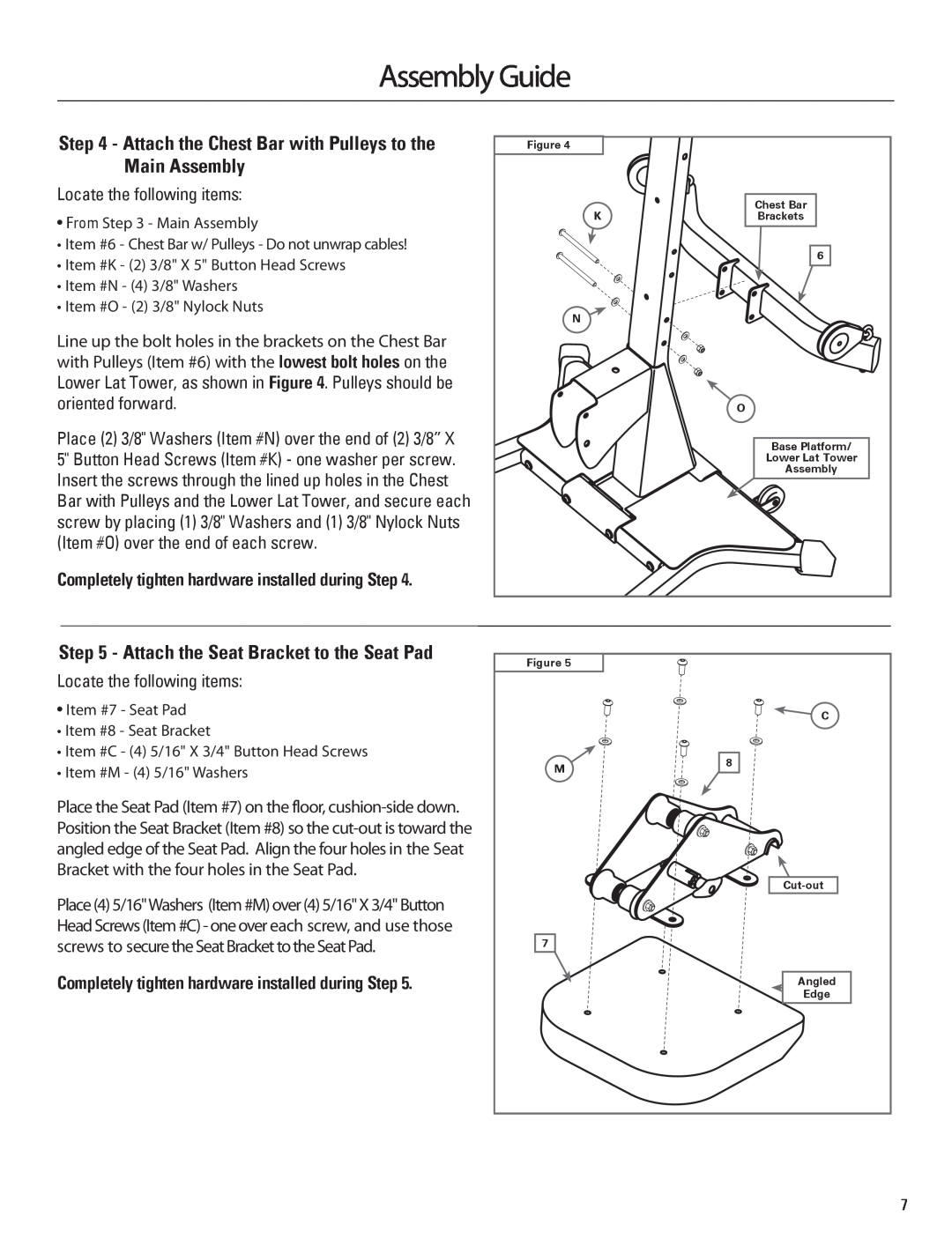 Bowflex 001-6961 manual Attach the Chest Bar with Pulleys to the, Main Assembly, Attach the Seat Bracket to the Seat Pad 