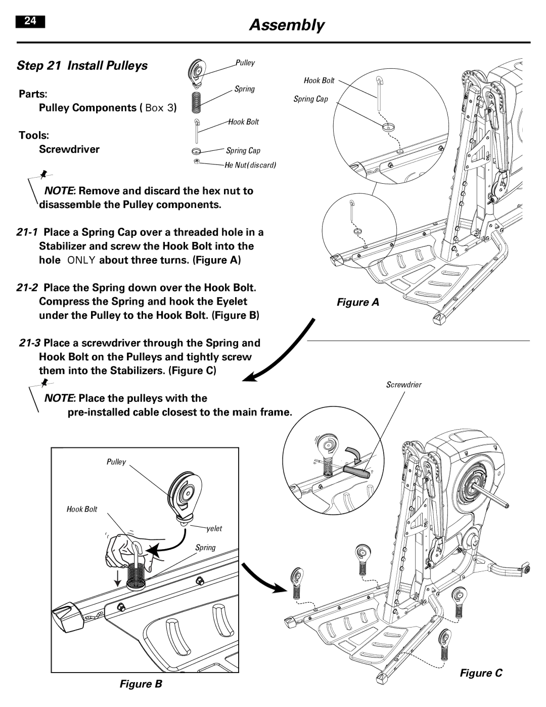 Bowflex 001-7057 manual Install Pulleys, Figure a 