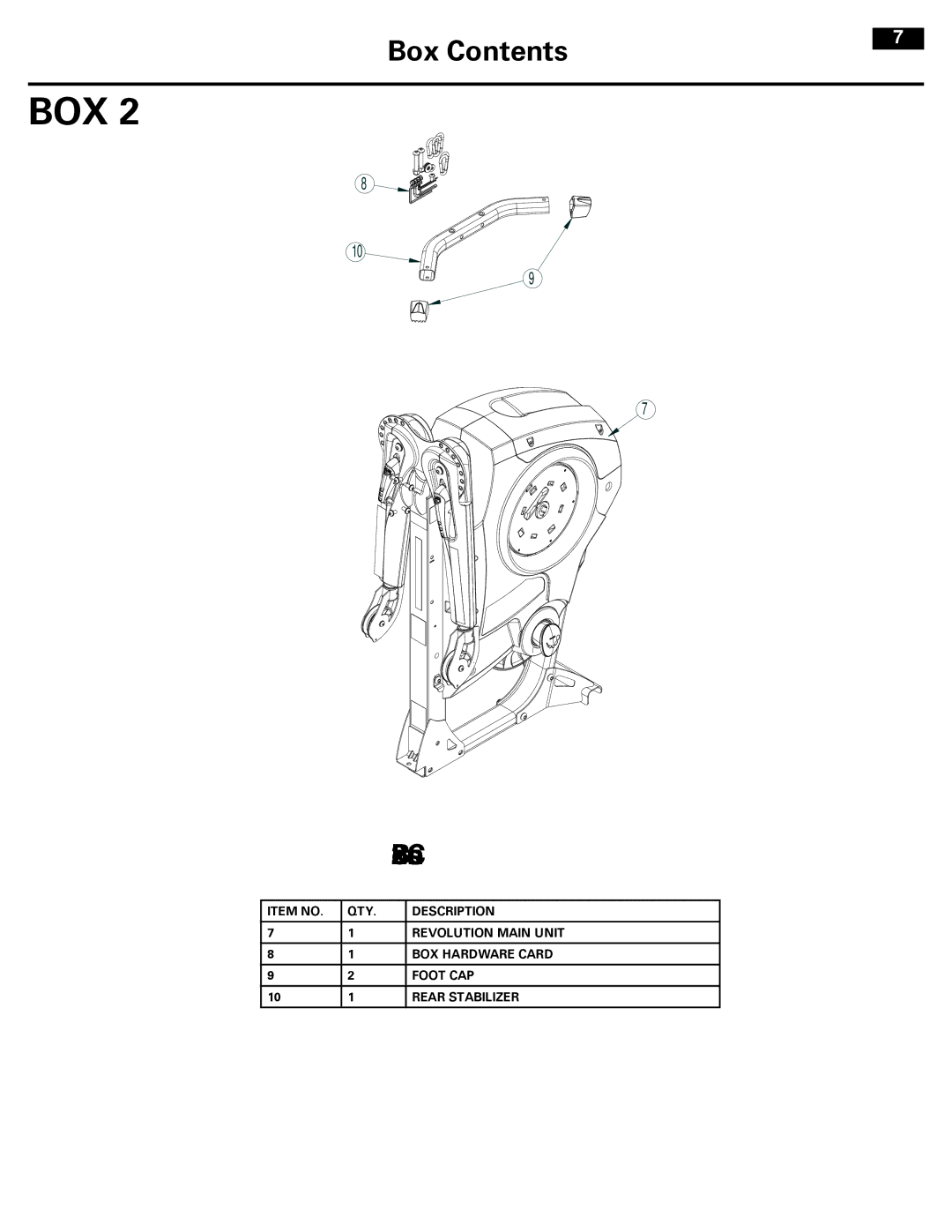 Bowflex 001-7057 manual Box 2 Contents 