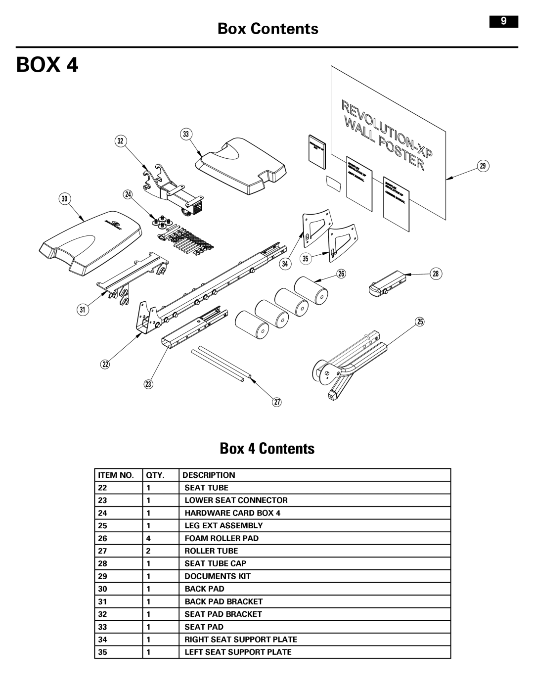 Bowflex 001-7057 manual Box 4 Contents 