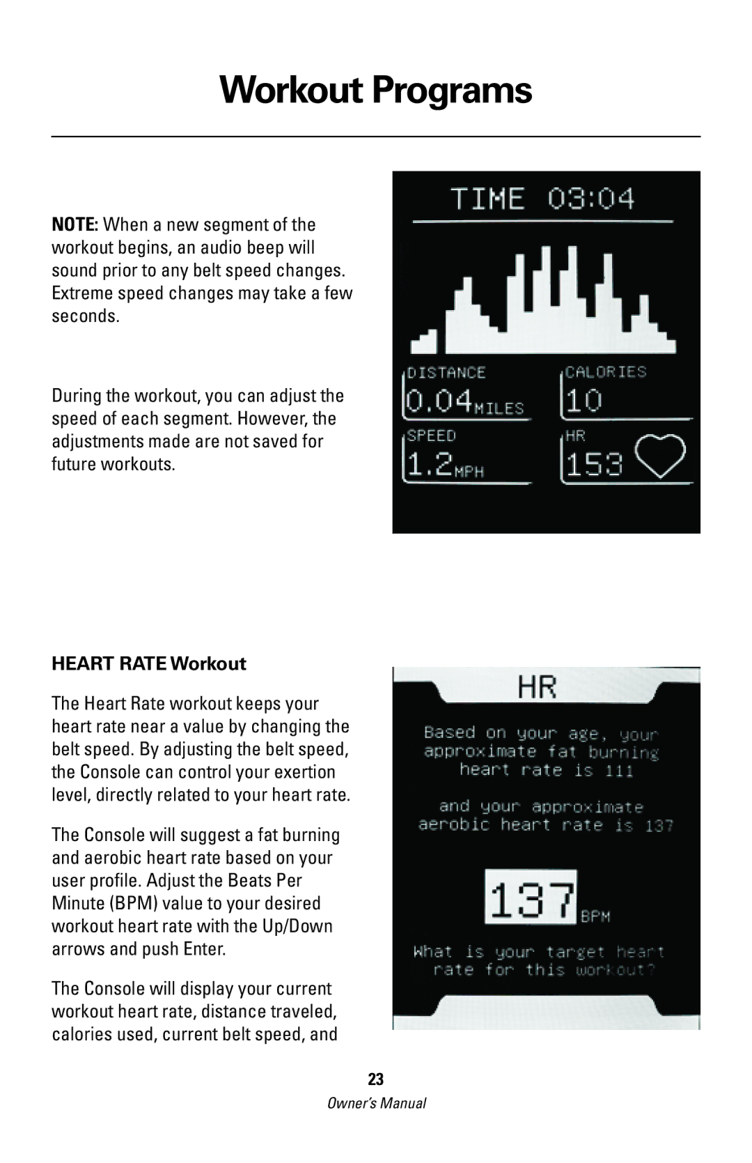 Bowflex 003-3171-030309B manual Heart Rate Workout 