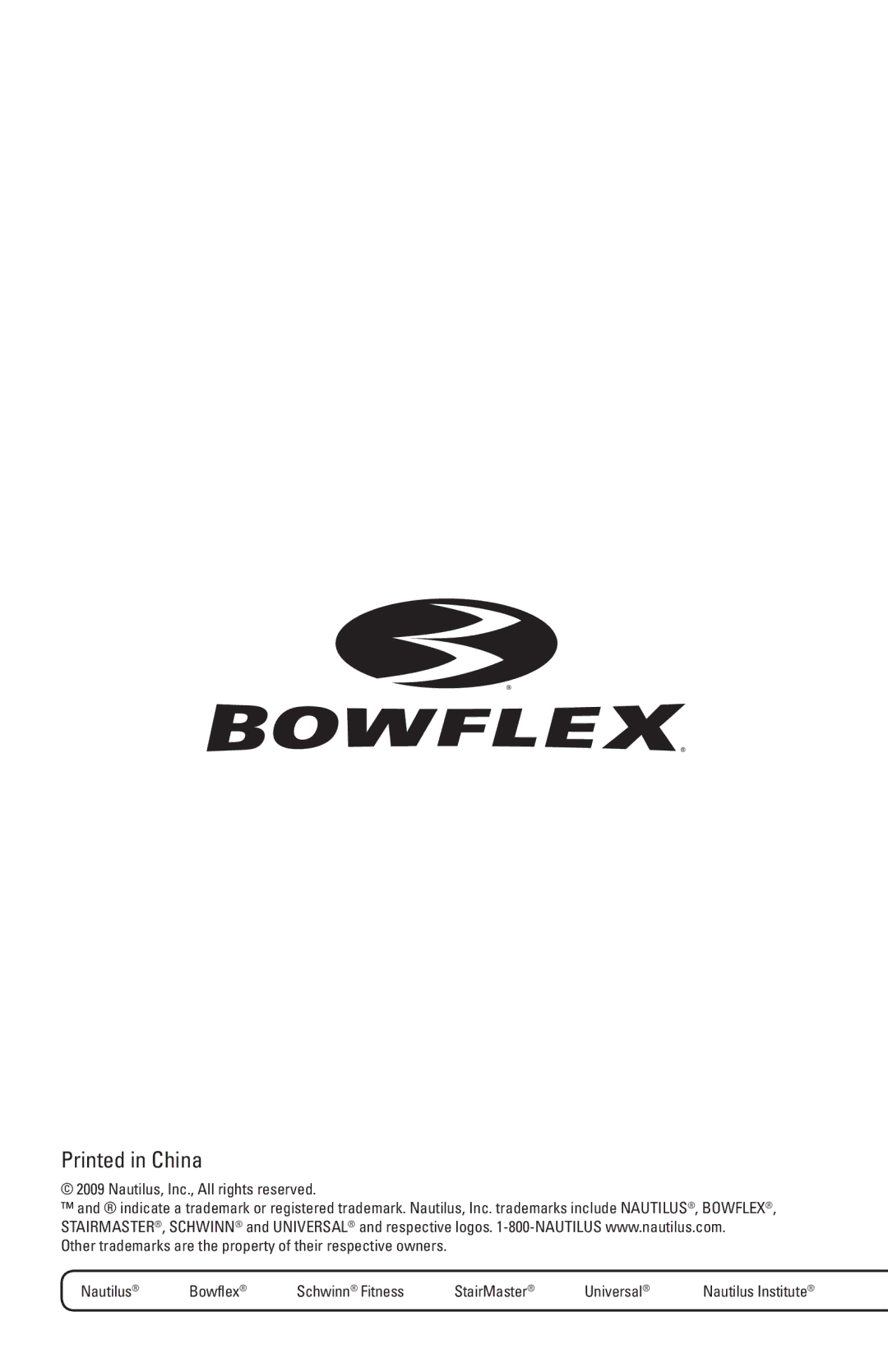 Bowflex 003-3171-030309B manual Nautilus Institute 