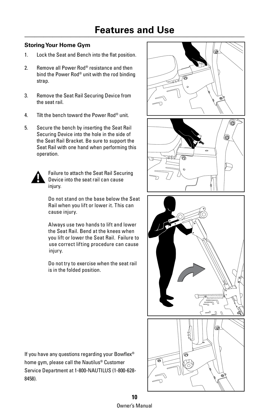 Bowflex 003-3211-120108A manual Storing Your Home Gym 