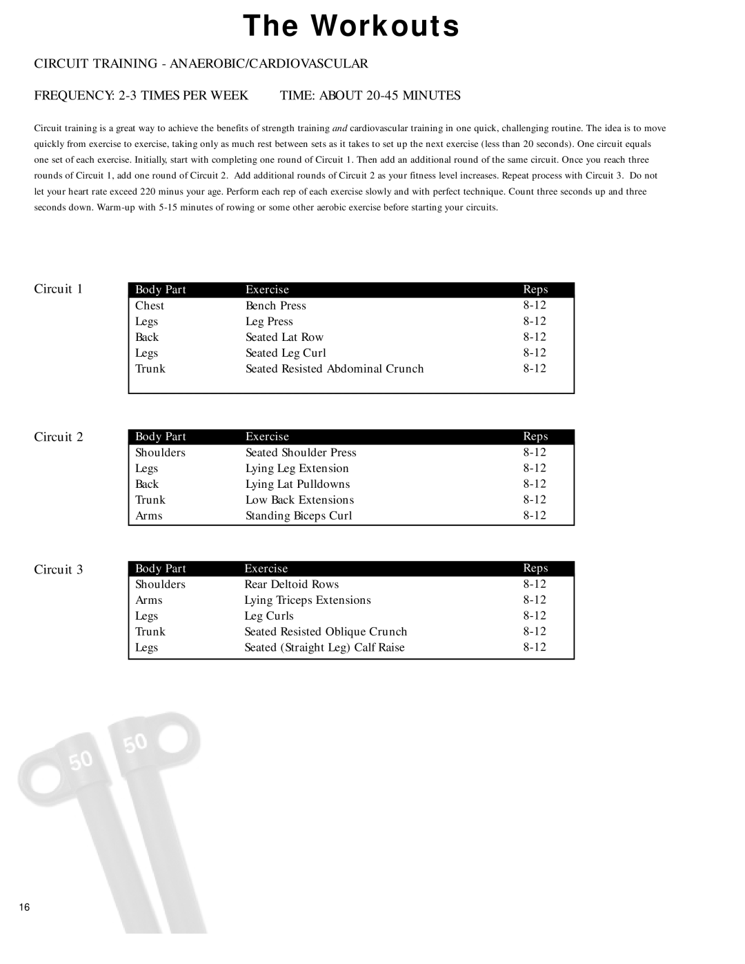 Bowflex 2 manual Circuit Training ANAEROBIC/CARDIOVASCULAR 