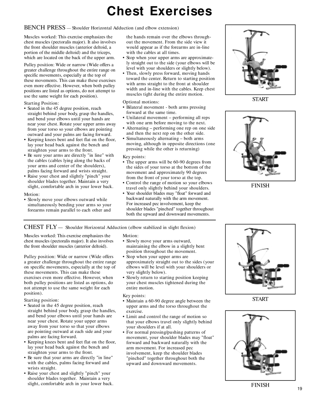 Bowflex 2 manual Chest Exercises 