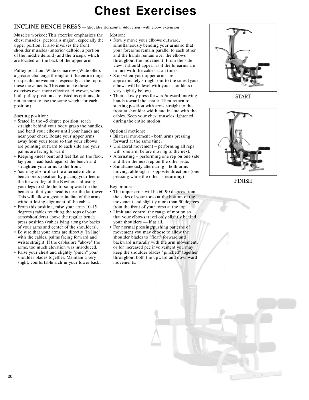 Bowflex 2 manual Chest Exercises 