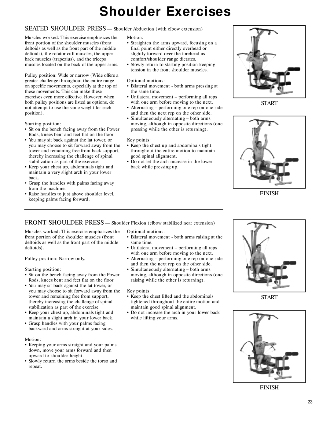 Bowflex 2 manual Shoulder Exercises 