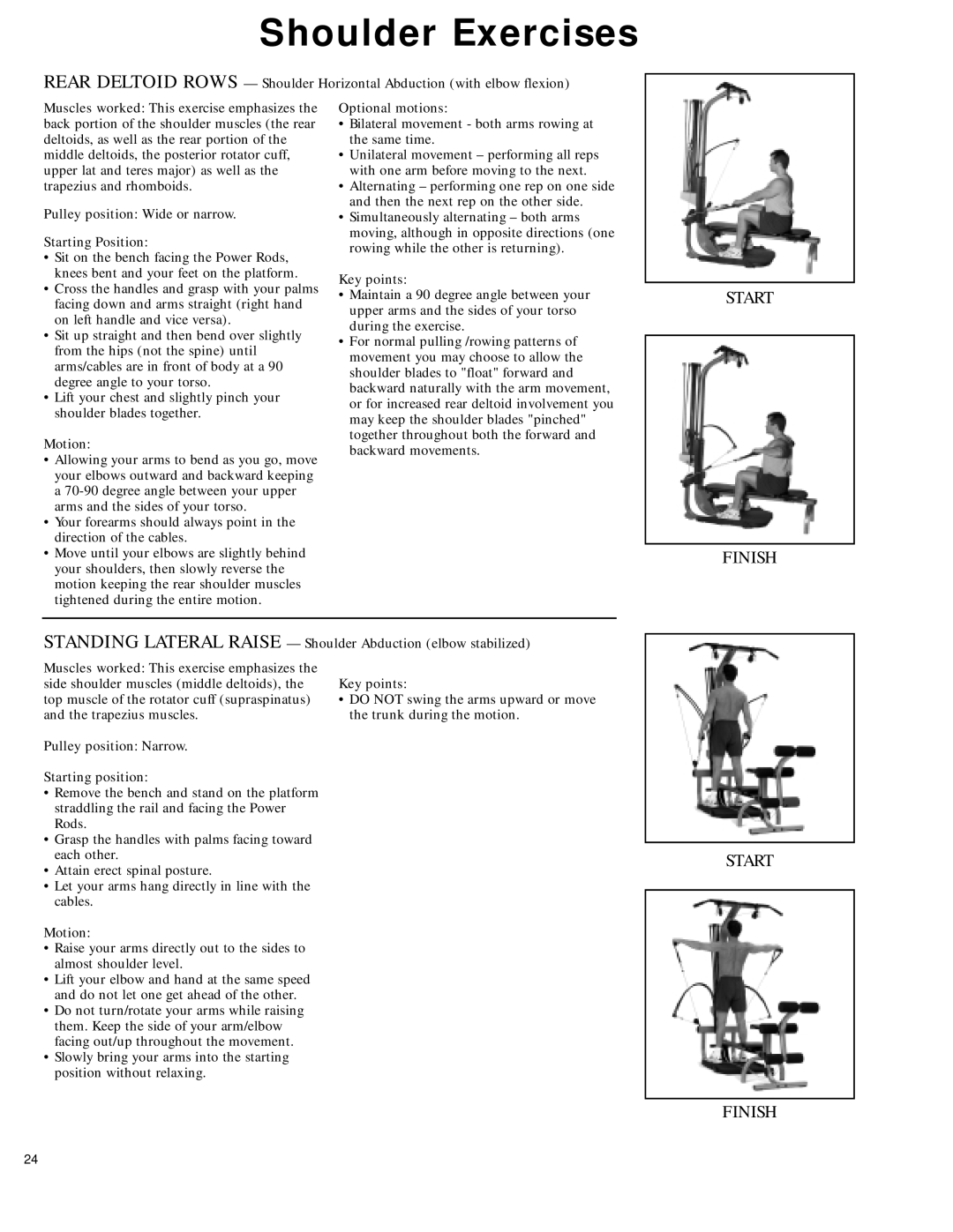 Bowflex 2 manual Pulley position Wide or narrow Starting Position, Pulley position Narrow Starting position 