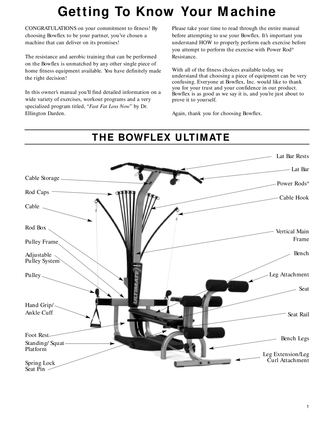 Bowflex 2 manual Getting To Know Your Machine, Bowflex Ultimate 