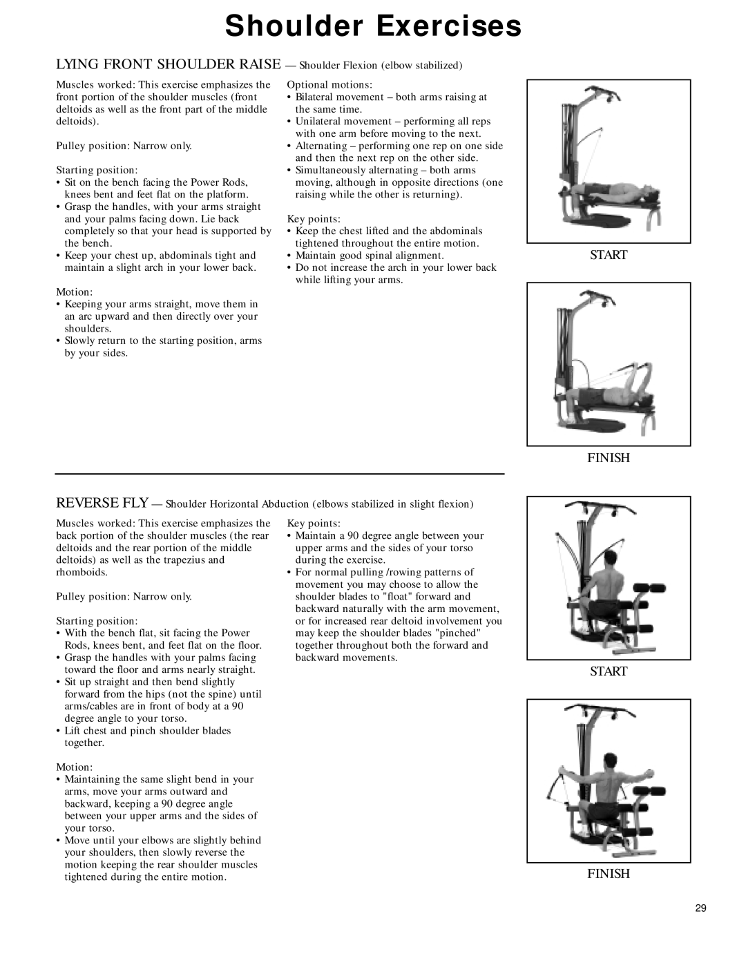 Bowflex 2 manual Lying Front Shoulder Raise 