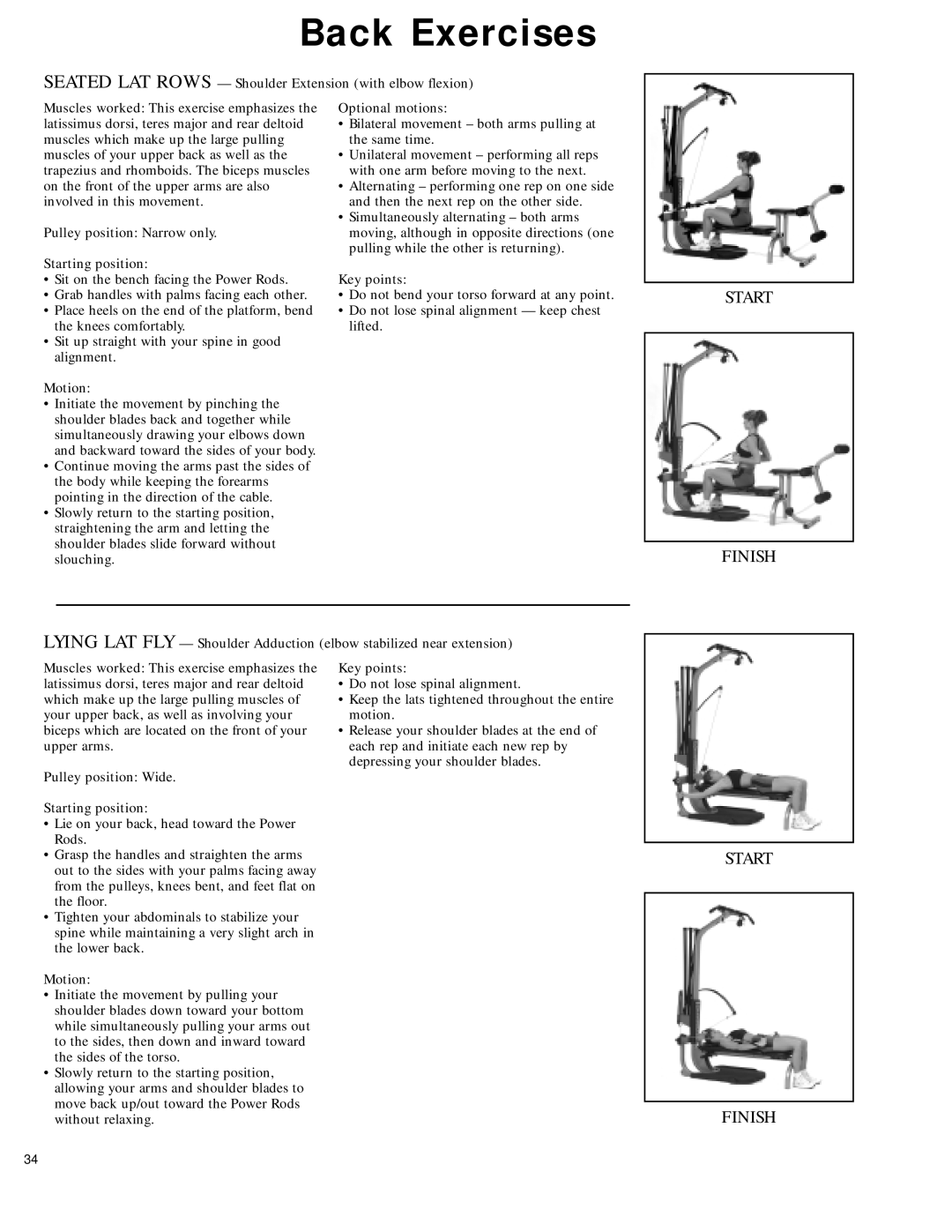 Bowflex 2 manual Back Exercises 