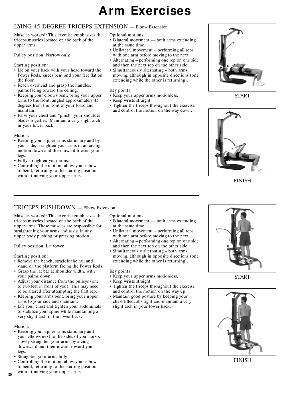 Bowflex 2 Lying 45 Degree Triceps Extension Elbow Extension, Triceps Pushdown Elbow Extension, Pulley position Lat tower 