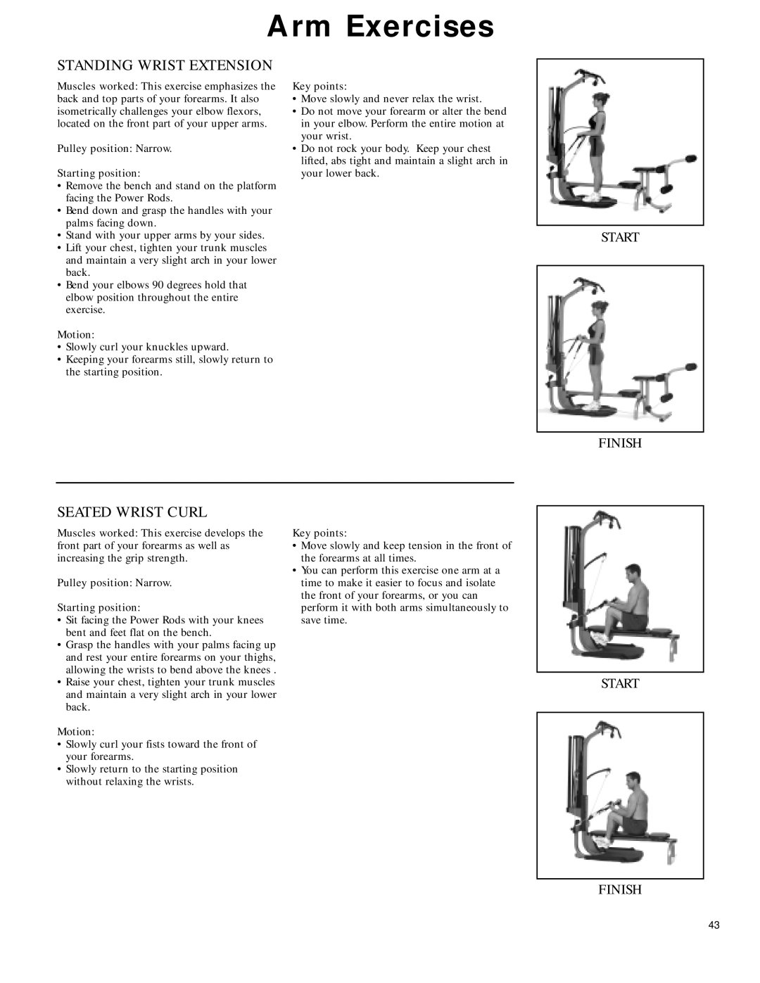 Bowflex 2 manual Standing Wrist Extension, Seated Wrist Curl 