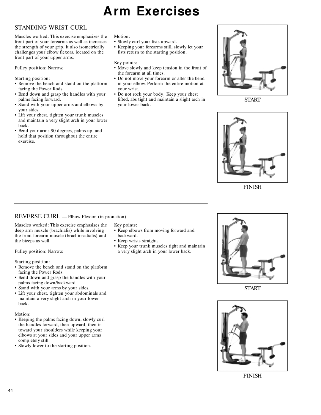 Bowflex 2 manual Standing Wrist Curl 