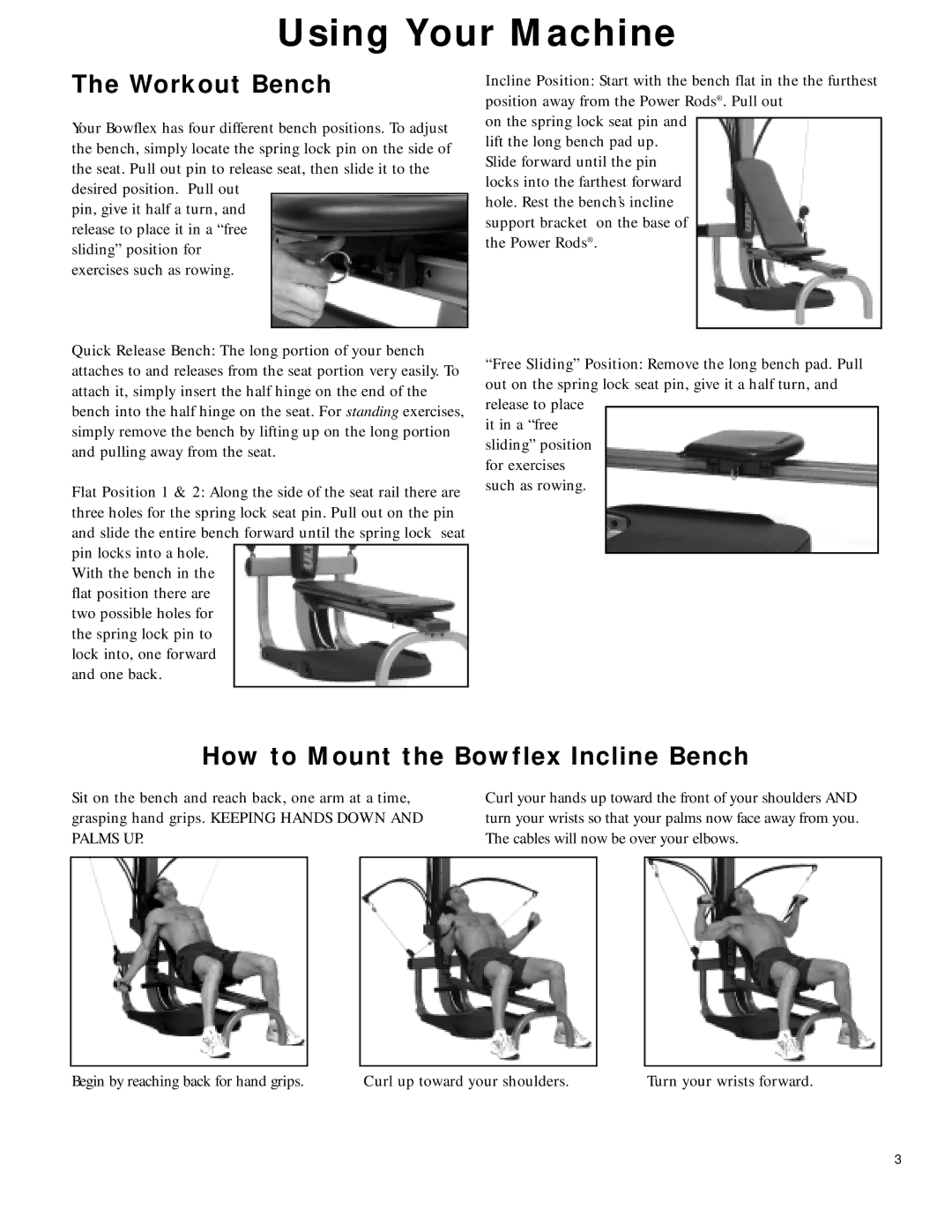 Bowflex 2 manual Workout Bench 