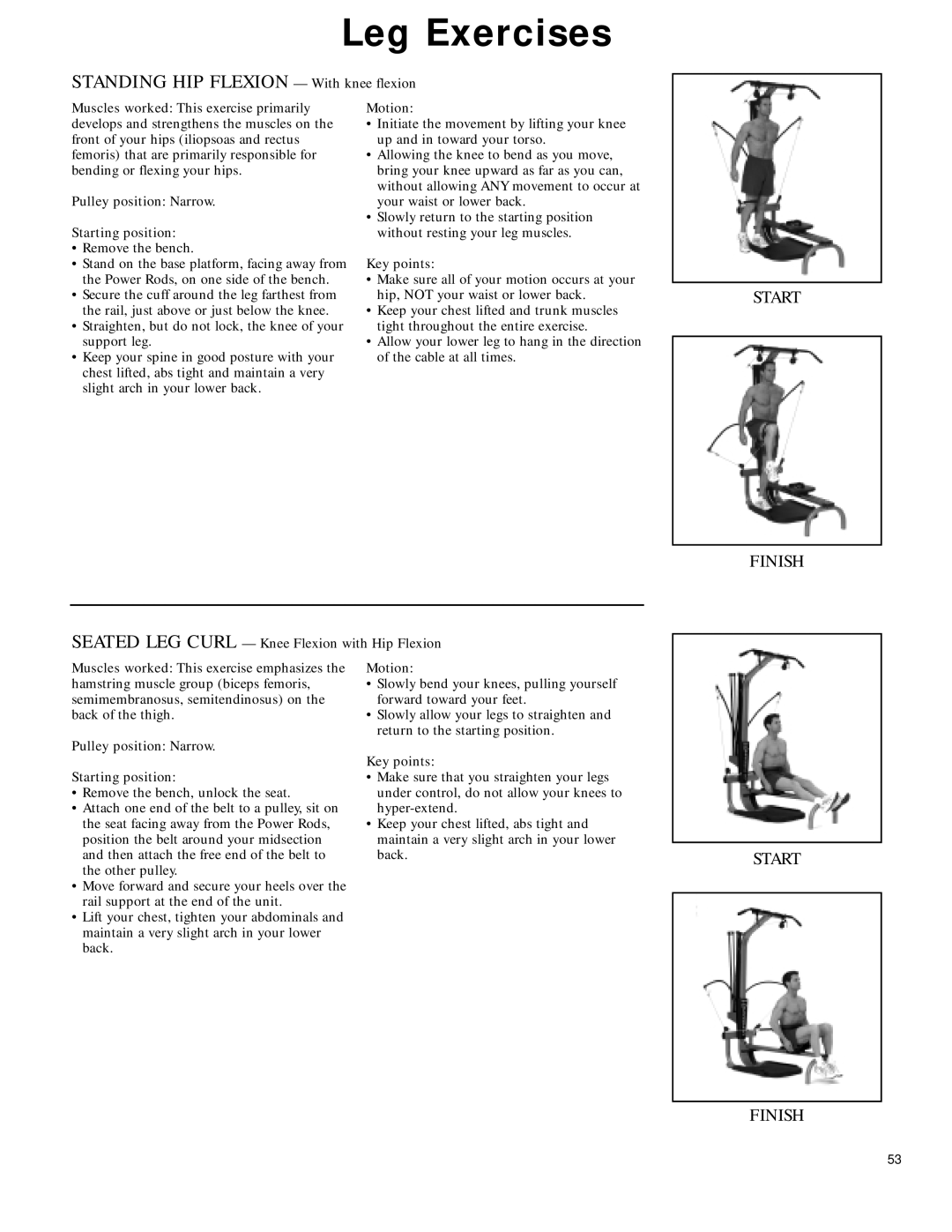 Bowflex 2 manual Standing HIP Flexion With knee flexion 