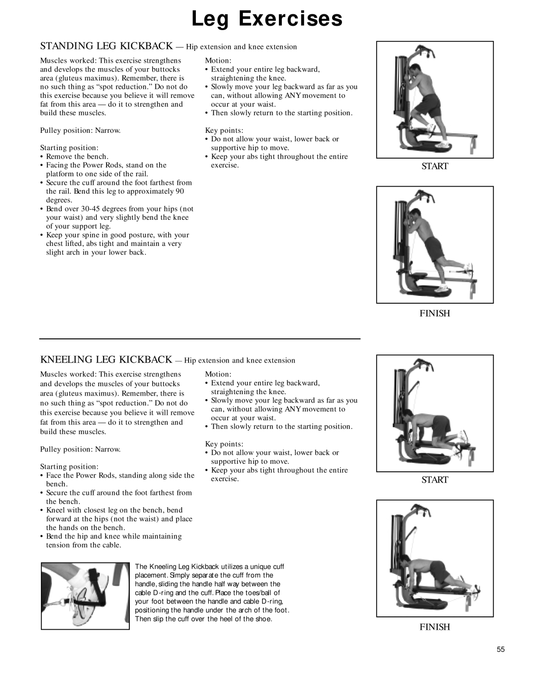 Bowflex 2 manual Kneeling LEG Kickback Hip extension and knee extension 