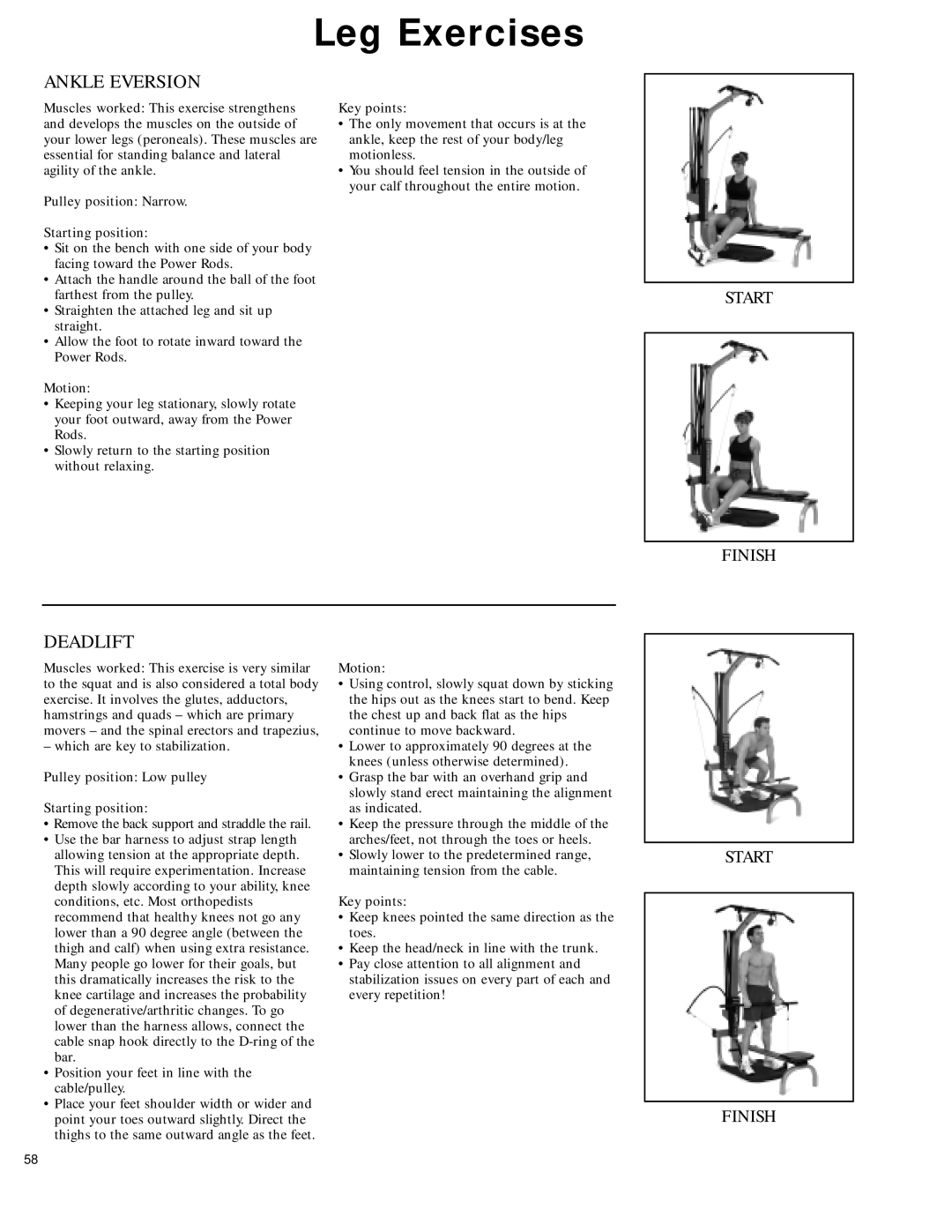 Bowflex 2 manual Ankle Eversion, Deadlift 