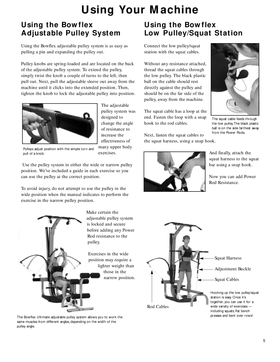 Bowflex 2 manual Using the Bowflex Adjustable Pulley System 