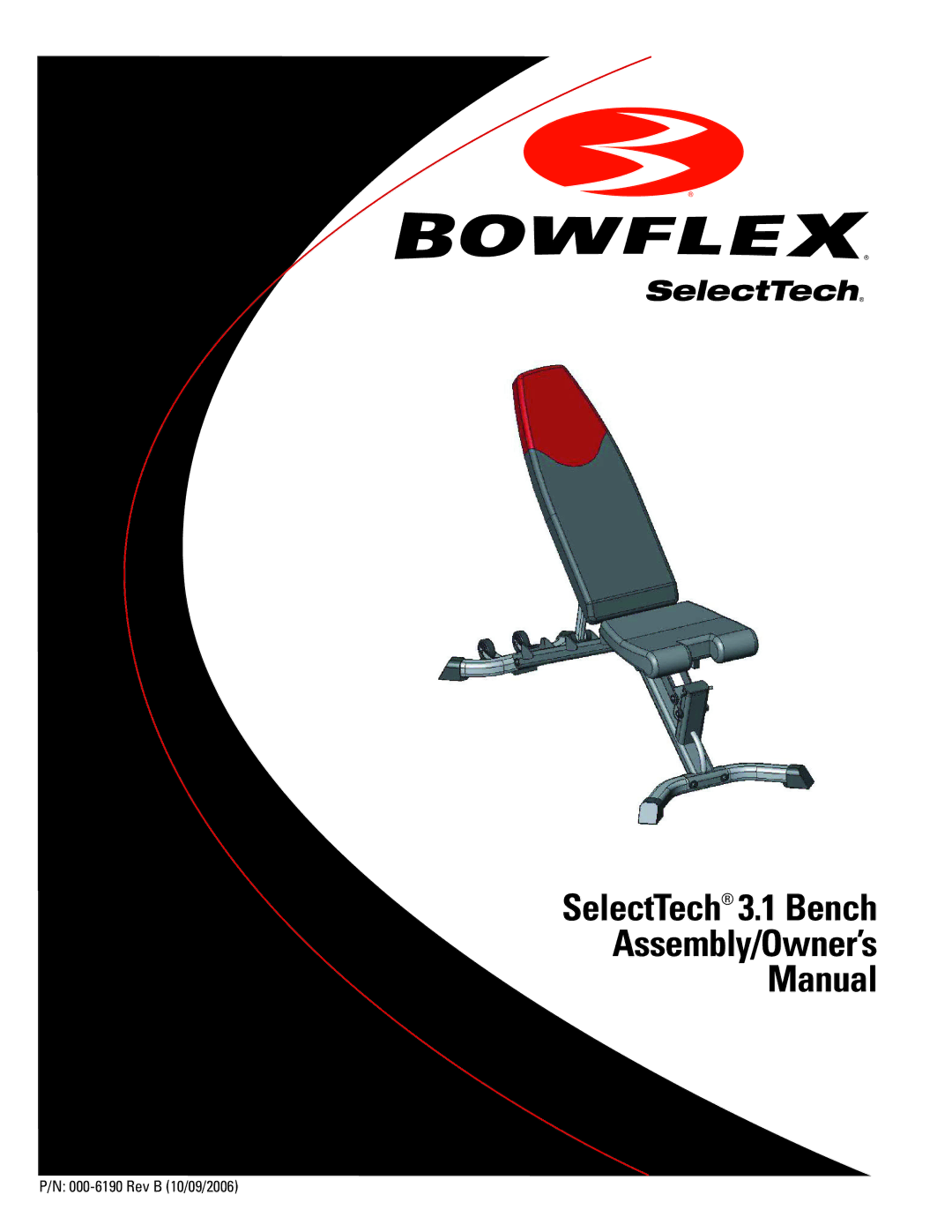 Bowflex manual SelectTech 3.1 Bench Assembly/Owner’s Manual 