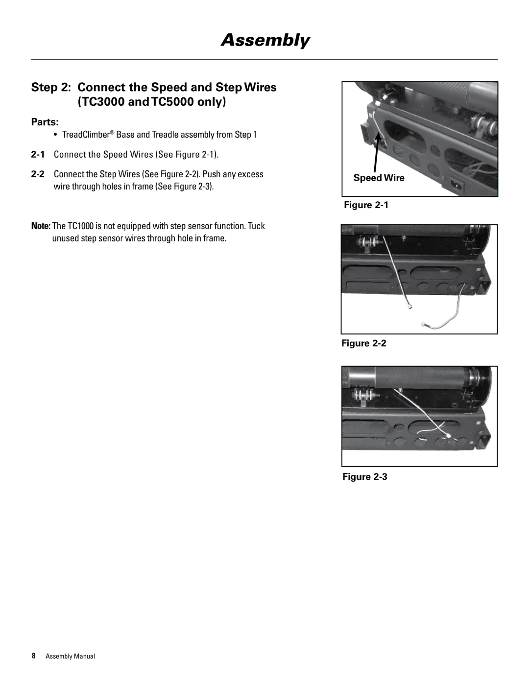 Bowflex 1000 manual Connect the Speed and Step Wires TC3000 and TC5000 only, Speed Wire 