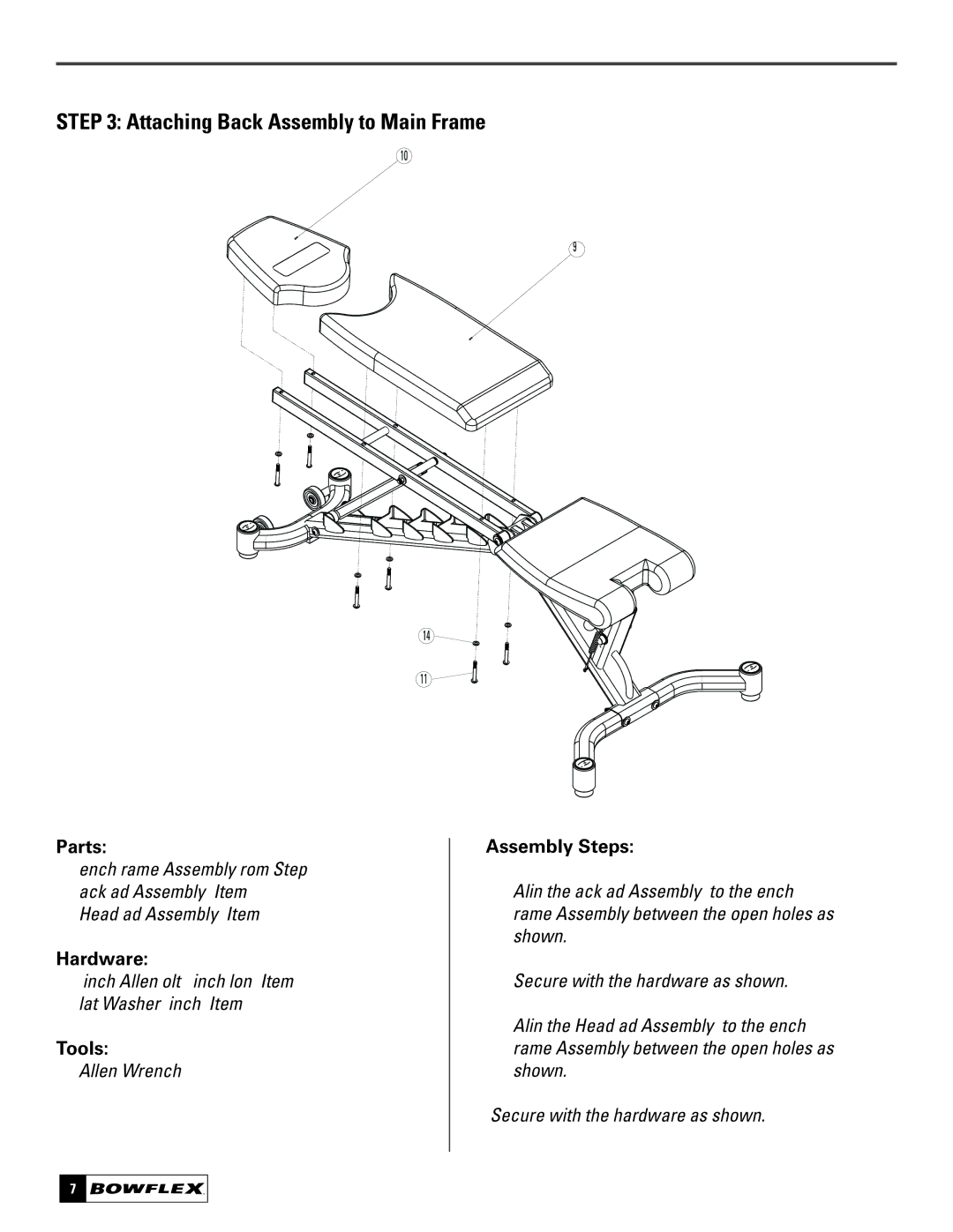 Bowflex 5.1 manual Attaching Back Assembly to Main Frame 