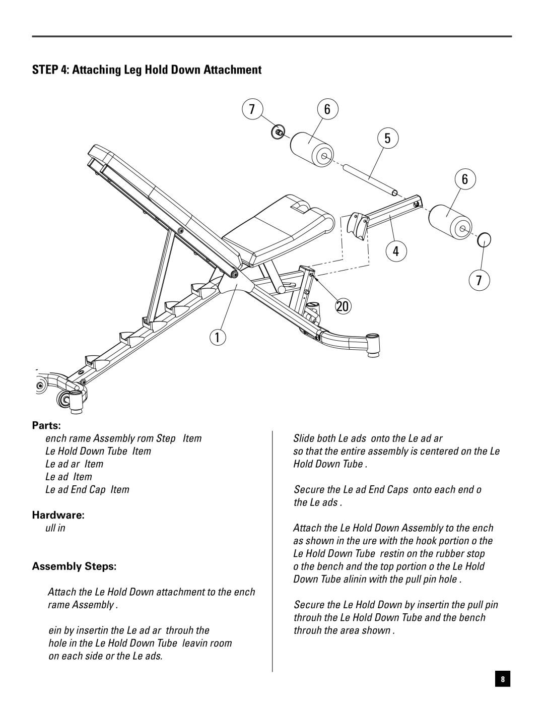 Bowflex 5.1 manual Attaching Leg Hold Down Attachment 