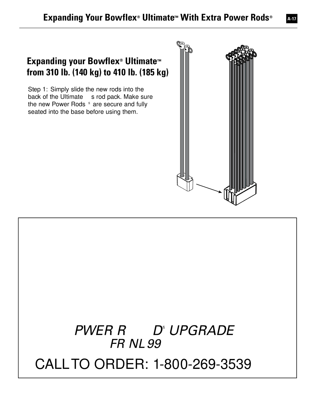 Bowflex 51370 manual Call to Order 