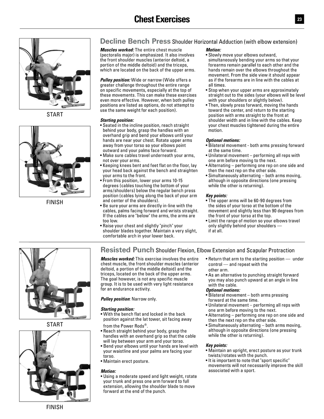 Bowflex 51370 manual If at all, Pulley position Narrow only Starting position 