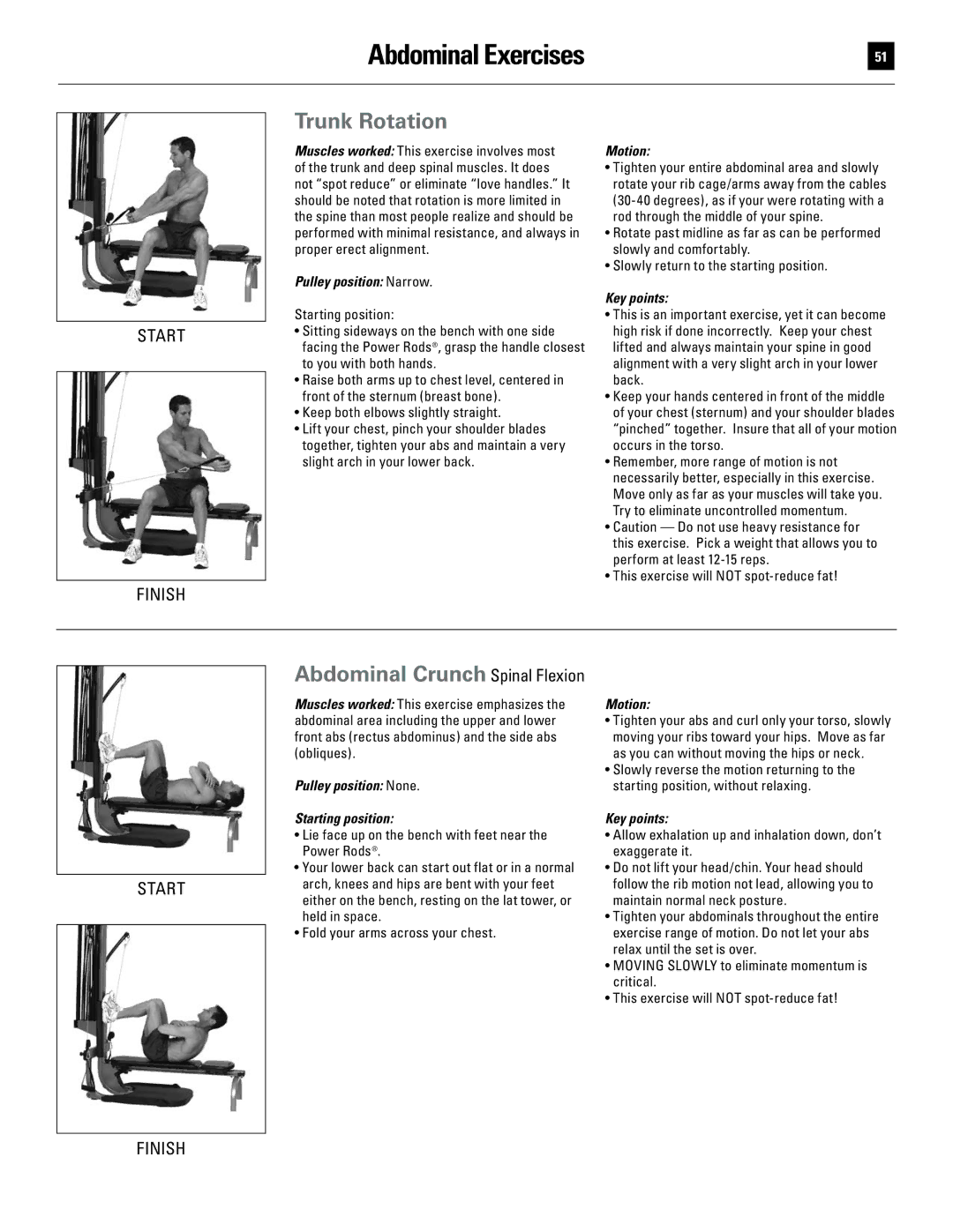 Bowflex 51370 manual Trunk Rotation, Keep both elbows slightly straight 